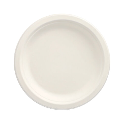 50 Teller, Zuckerrohr "pure" ungeteilt Ø 18 cm · 2 cm weiss