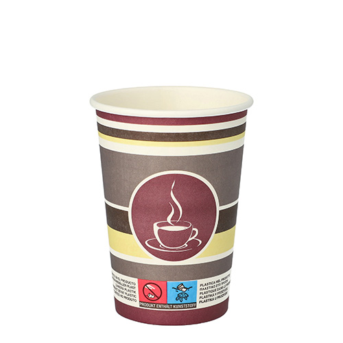 50 Trinkbecher, Pappe "To Go" 0,25 L Ø 8 cm · 11 cm "Coffee Rings"