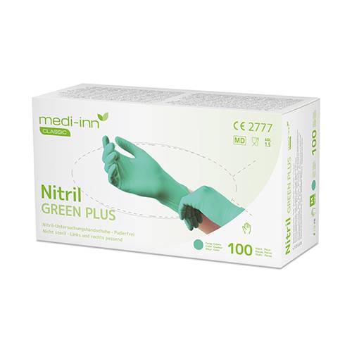 100 "Medi-Inn Classic" Handschuhe, Nitril puderfrei grün "Green Plus" Größe: S