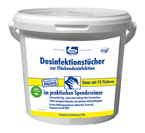 70 "Dr. Becher" Desinfektionstücher 29 cm x 30 cm weiss zur Flächendesinfektion