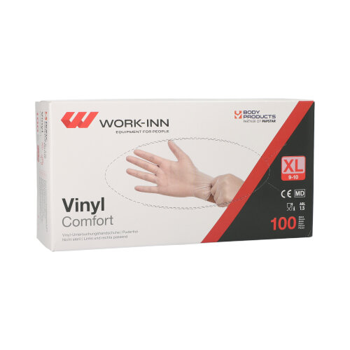 100 "WORK-INN/PS" Handschuhe, Vinyl puderfrei "Comfort" transparent Größe: XL