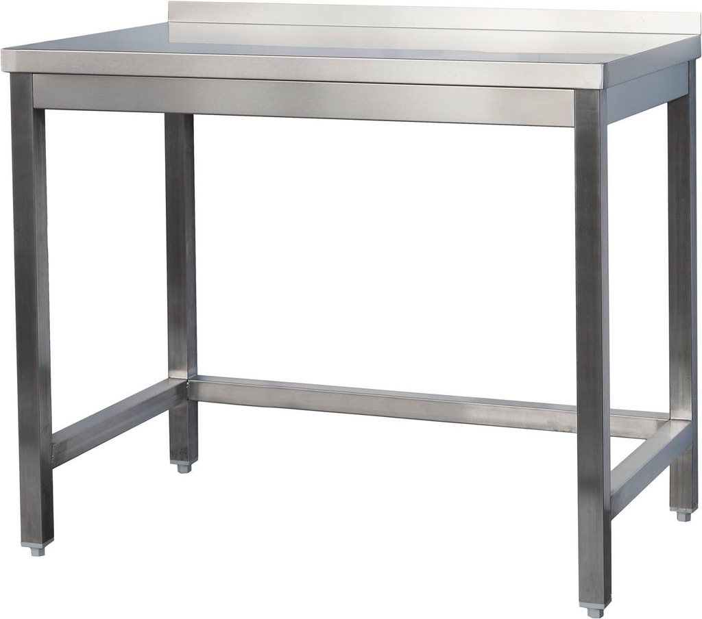 Edelstahl Arbeitstisch mit Aufkantung verschweißt | Bautiefe 600mm | ohne Grundboden | AISI 304