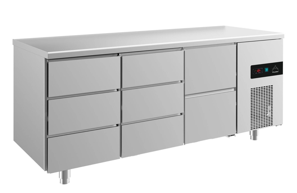 Kühltisch -2 bis +8°C 1865x700x850mm mit 1x zwei Schubladen und 2x drei Schubladen