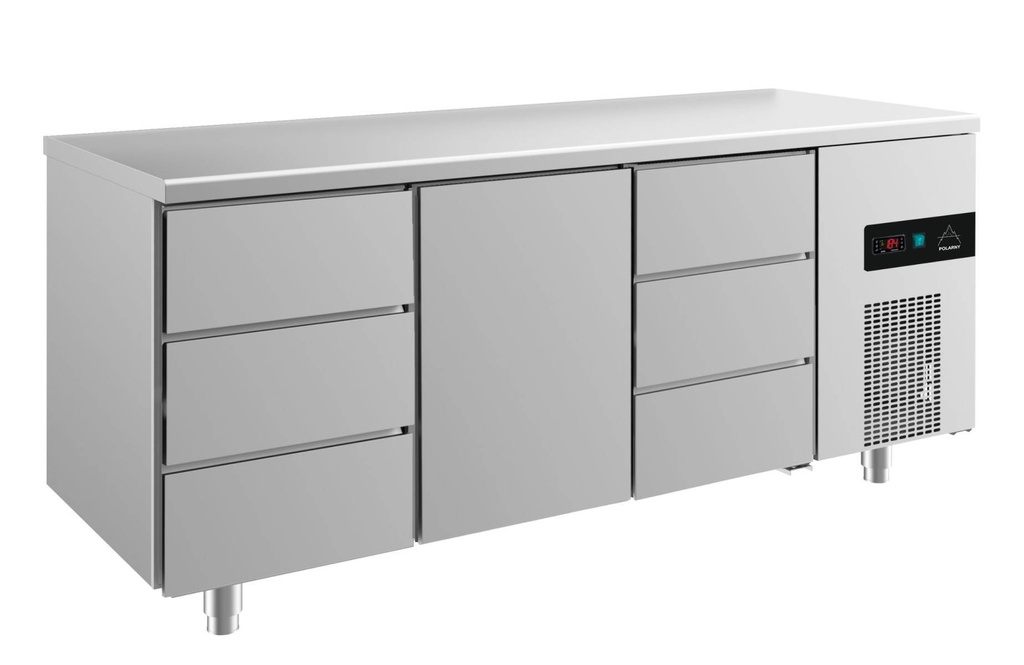 Kühltisch -2 bis +8°C 1865x700x850mm mit 1x Tür und 2x drei Schubladen