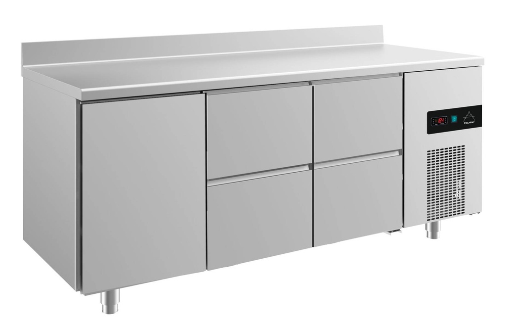 Kühltisch -2 bis +8°C 1865x700x850mm mit 1x Tür und 2x zwei Schubladen u. Aufkantung