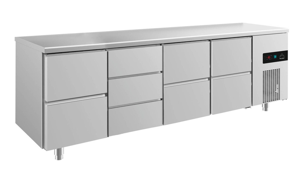 Kühltisch -2 bis +8°C 2330x700x850mm mit 3x zwei Schubladen und 1x drei Schubladen