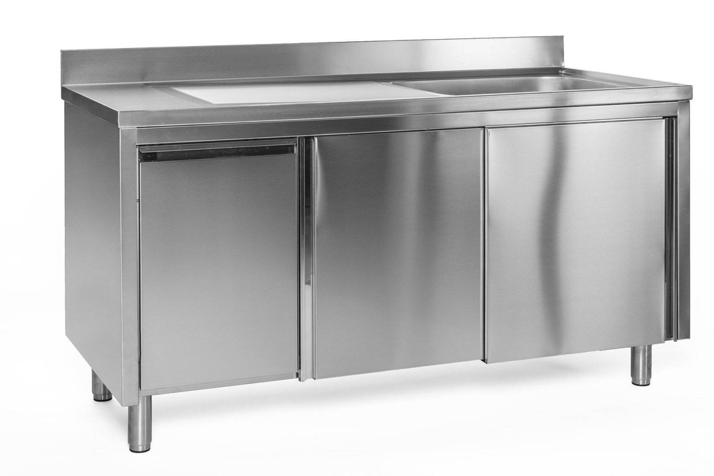 Spülschrank mit Abfallbehälter, 1 Becken links, Bautiefe 600 mm | 150x600x850 mm