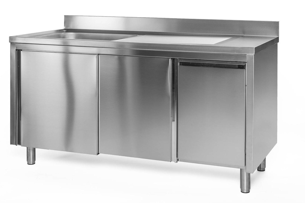Spülschrank mit Abfallbehälter, 1 Becken rechts, Bautiefe 700 mm | 150x700x850 mm