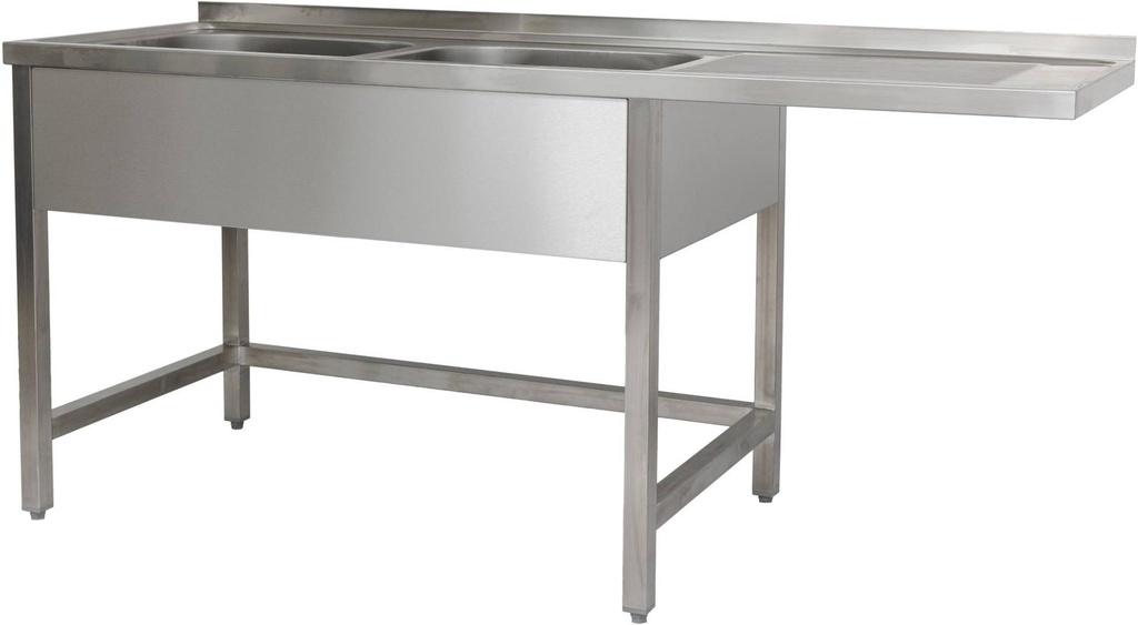 Spülzentrum 1900 x 700 x 850 mm 2 Becken links, mit Grundboden      900 mm Tiefe