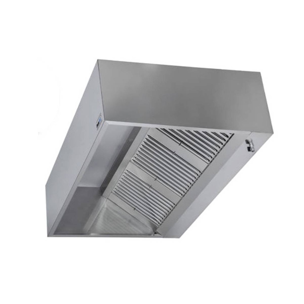 Kastenhaube ohne Motor | Edelstahl AISI 430 | Rundumlaufende Fettauffangrinne | Filter: 6 | 4000x700x450 mm