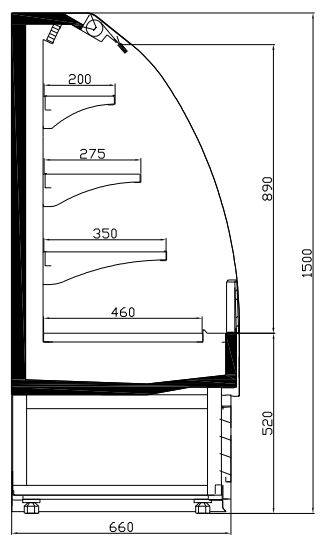 Kühlvitrine 1.3, 1300 x 660 x 1500 mm, schwarz