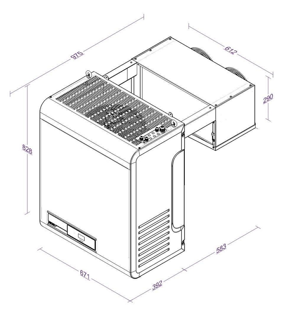 Kühlaggregate Huckepack 21-36, 671 x 975 x 828 mm, weiß