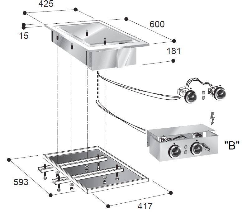 Elektro Grillplatte Glatt, 425 x 600 x 181 mm