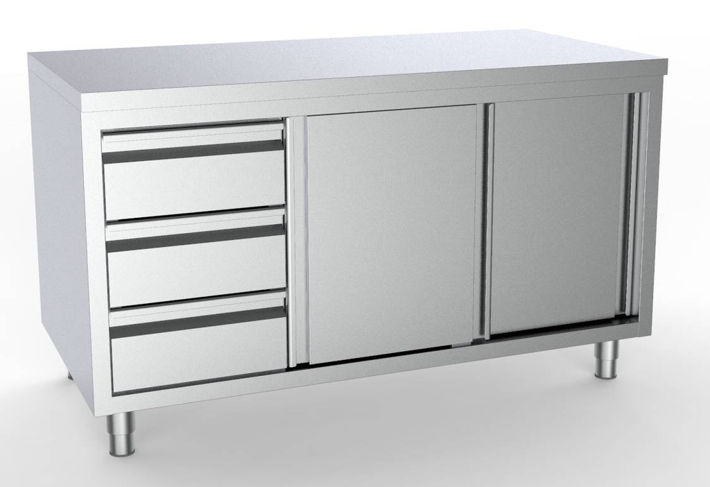 700 Arbeitstisch links aus Edelstahl, 1800 x 700 x 850 mm