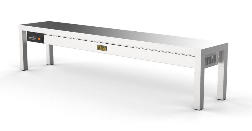 Aufsatzbord Keramisch aus Edelstahl, 250 W, 1800 x 300 x 350 mm