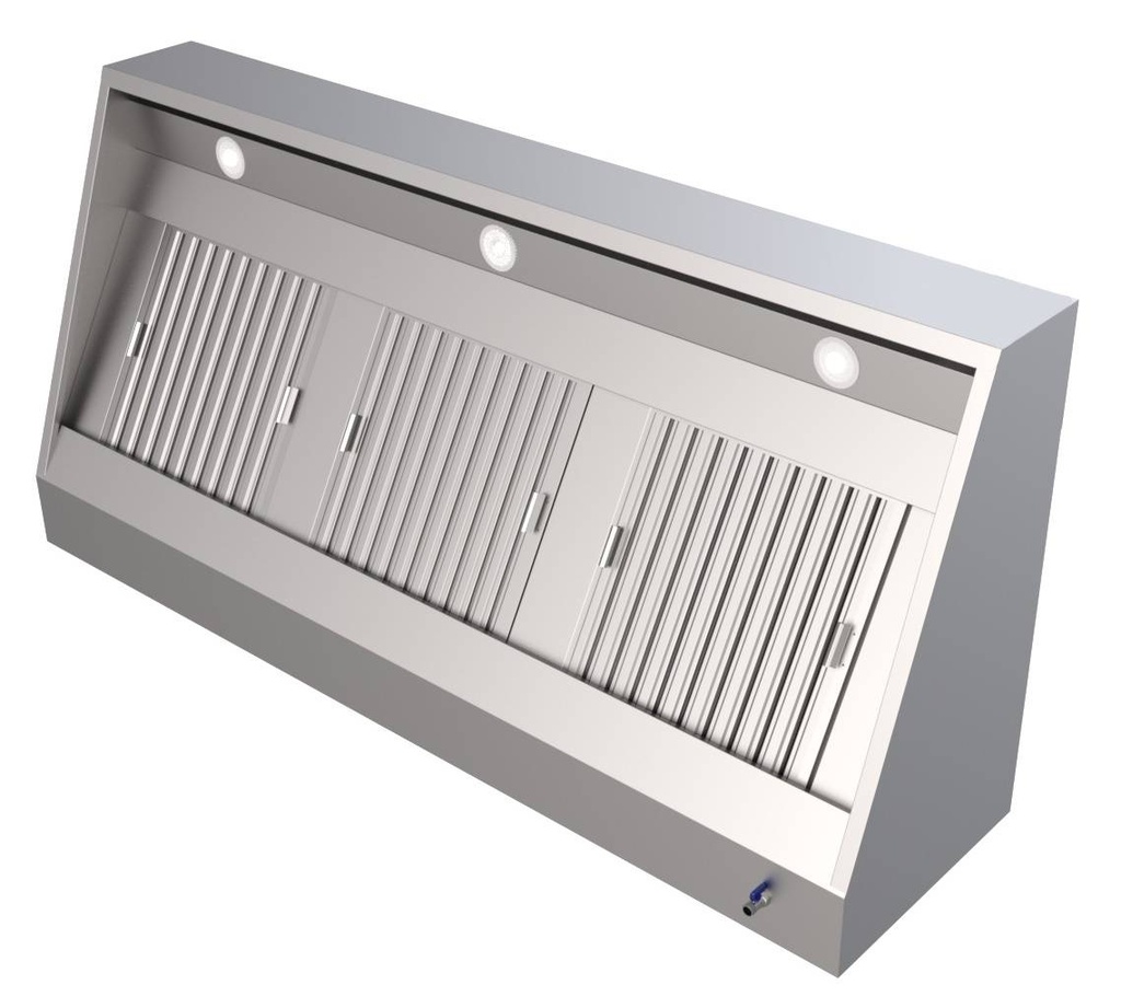 1100 Wandhauben 3000 aus Edelstahl, 3000 x 1100 x 400 mm