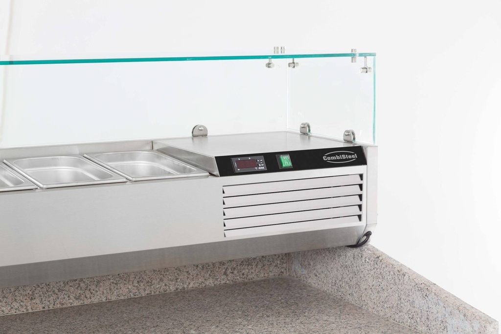 Aufsatzvitrine GN 1/ 1/4 aus Edelstahl, 1400 x 335 x 435 mm