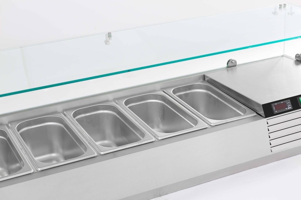 Aufsatzvitrine GN 1/ 1/3 aus Edelstahl, 1200 x 395 x 435 mm