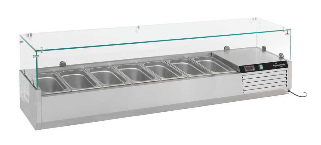Aufsatzvitrine GN 1/ 1/3 aus Edelstahl, 1600 x 395 x 435 mm