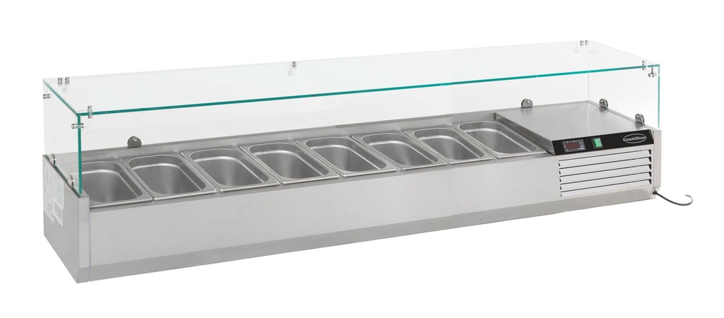 Aufsatzvitrine GN 1/ 1/3 aus Edelstahl, 1800 x 395 x 435 mm