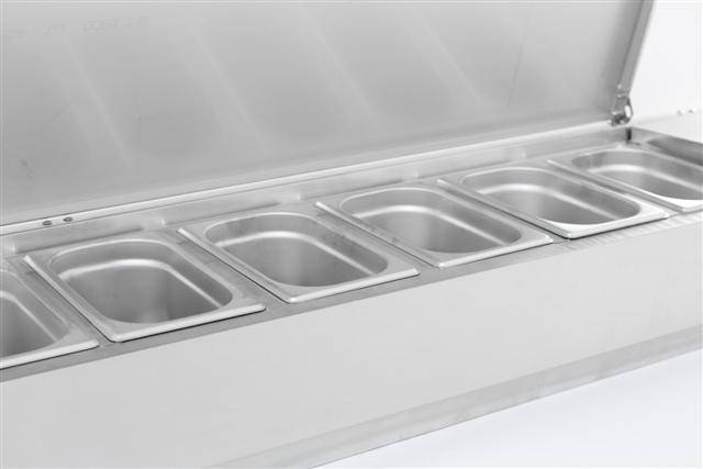 Aufsatzvitrine Deckel GN 1/4 aus Edelstahl, 1500 x 335 x 225 mm