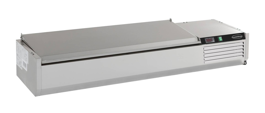 Aufsatzvitrine Deckel GN 1/3 aus Edelstahl, 1200 x 395 x 225 mm