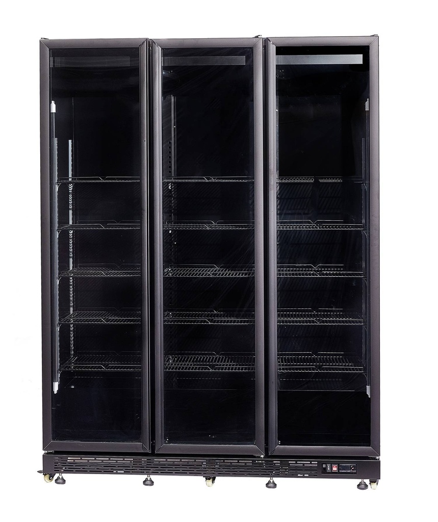Kühlschrank 3 Glastüren, 1600 x 600 x 2100 mm, schwarz
