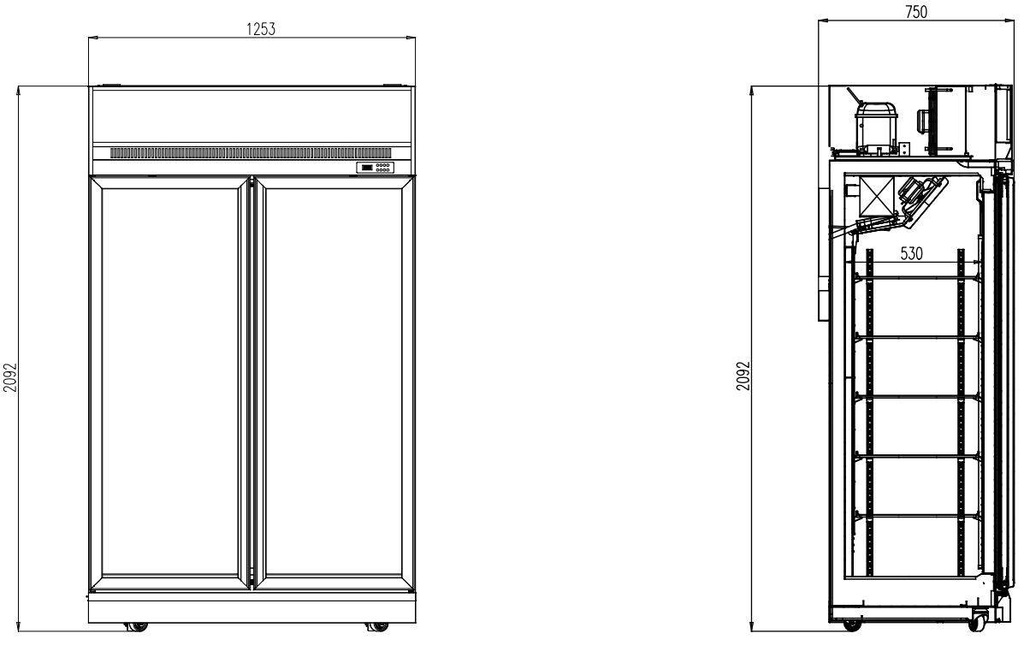 Tiefkühlschrank 2, 1253 x 710 x 2092 mm, 960 L, weiß