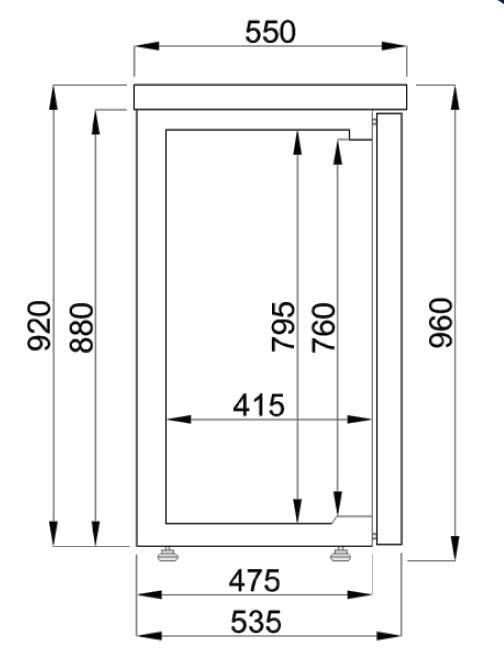 Barkühler 4 Glastüren, 2490 x 550 x 950 mm, schwarz