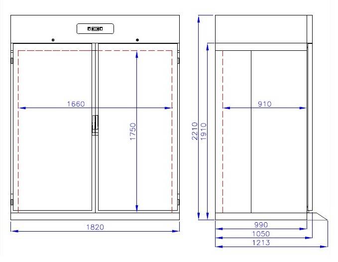 Roll-In Tiefkühlschrank Mono, 1400 L, 1820 x 1210 x 2210 mm