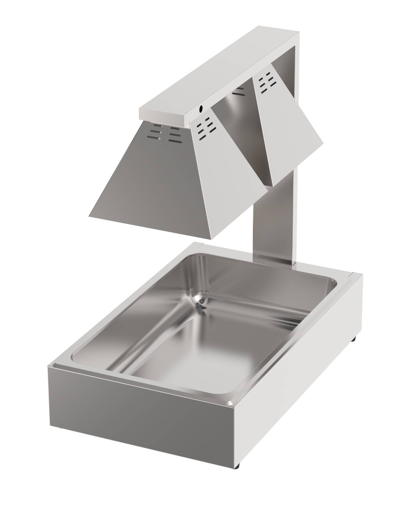 Wärmelampe 2 Lampen GN 1/1 aus Edelstahl, 343 x 559 x 569 mm