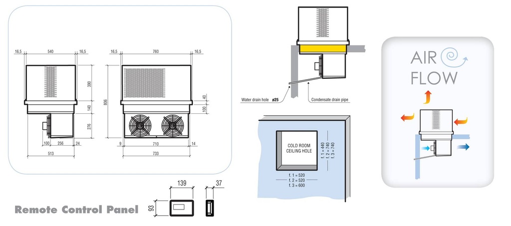 Deckenstopfer Tiefkühlaggregate 4, 760 x 540 x 806 mm