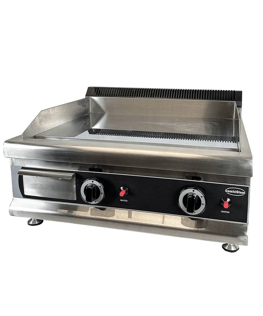 Gas Grillplatte Chrom mit Propan aus Edelstahl, 800 x 575 x 365 mm