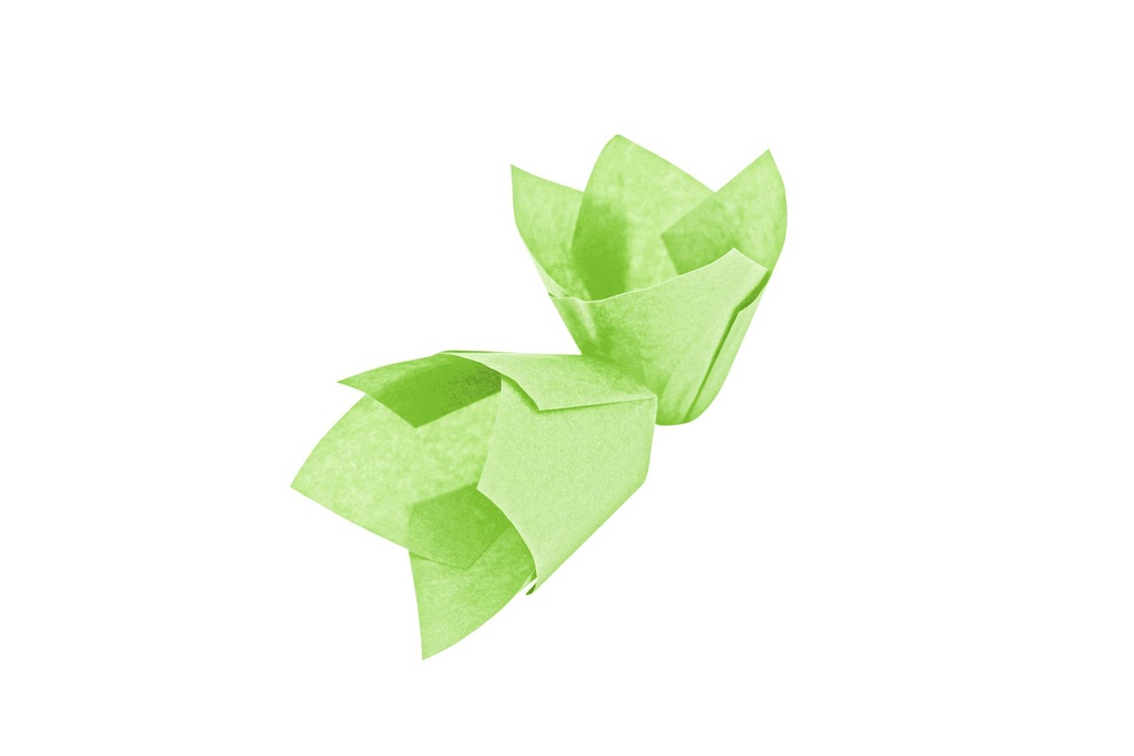 Muffinform Tulpe aus Reines Zellulose Papier, Ø 50 mm, grün