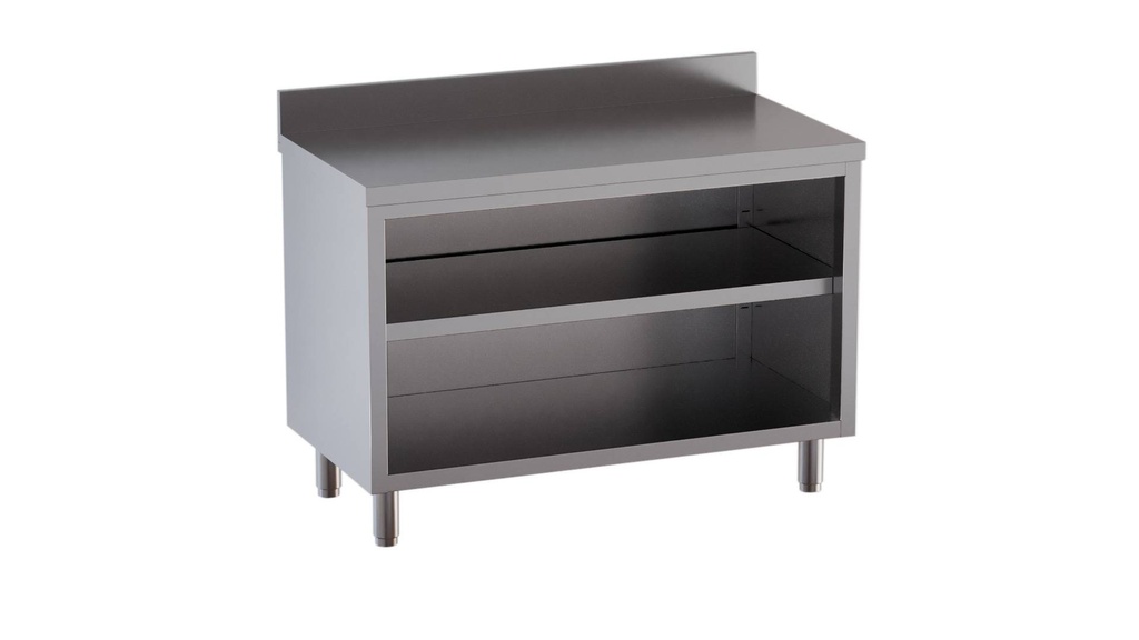 Edelstahl-Arbeitsschrank ECO 16x6 offen mit Aufkantung