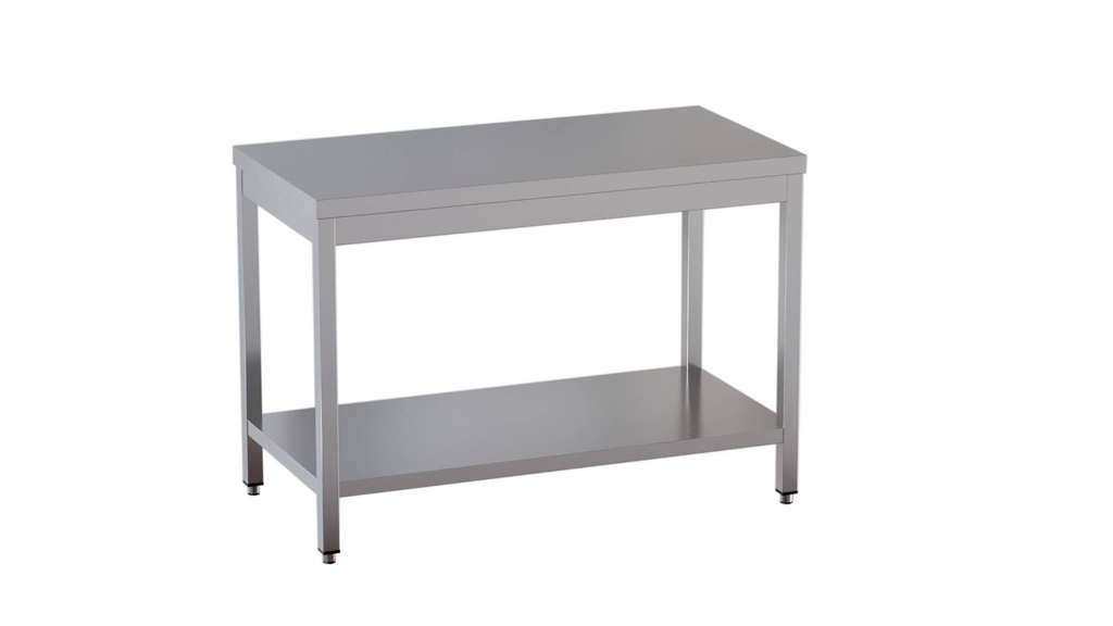 Edelstahl Arbeitstisch Eco 10x7 mit Grundboden