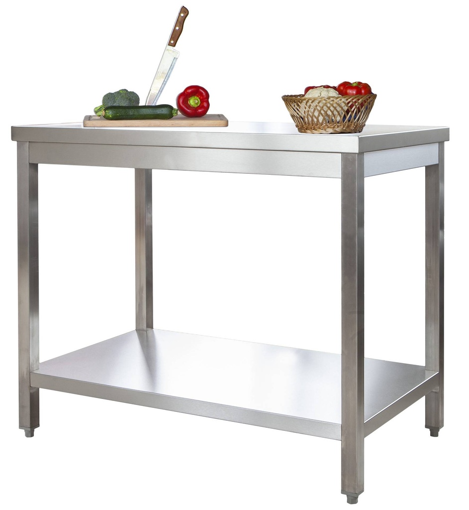 Edelstahl Arbeitstisch Profi 1200 x 600 mm - mit Grundboden