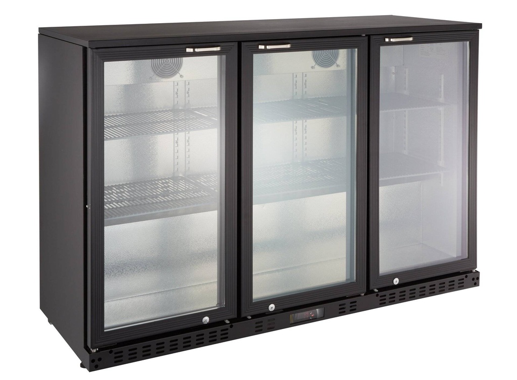 Barkühlschrank ECO 350 mit Klapptüren schwarz, LED Beleuchtung, unterbaubar