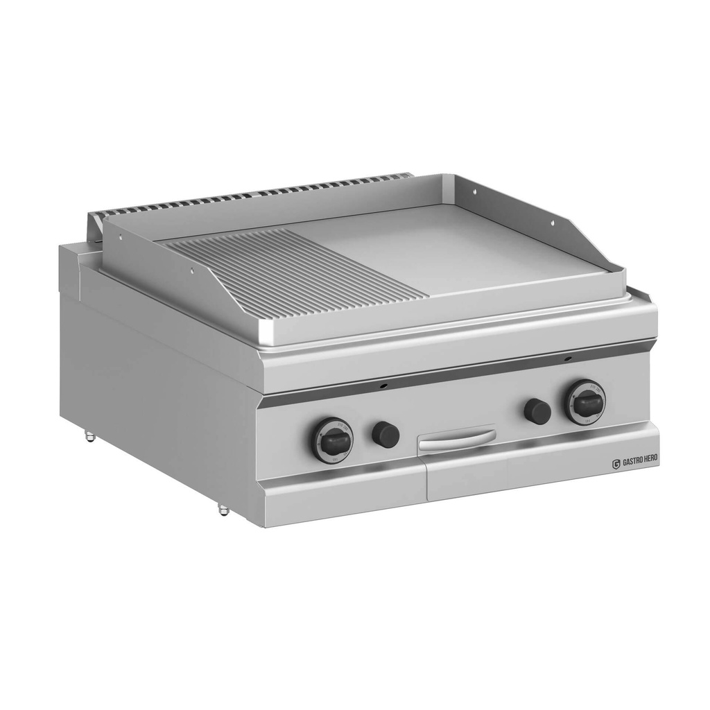Gasgrillplatte Serie 700 - 70/70 - ½ glatt, ½ gerillt - Tischgerät