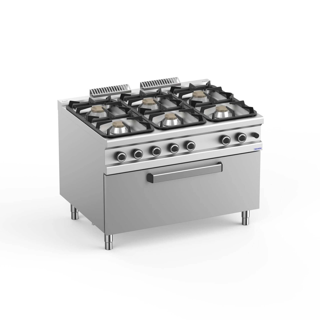 Gasherd  Serie 900 - 120/90 mit großem Gasbackofen - 6 Kochstellen - 64 kW