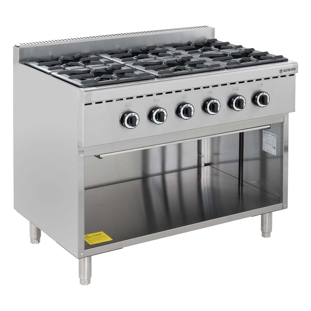 Gasherd ECO mit offenem Unterbau - 43,2 kW - 6 Brenner