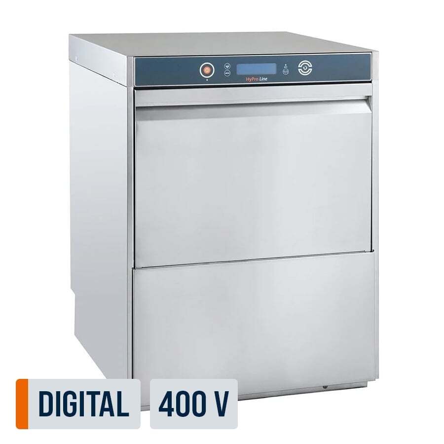 Geschirrspülmaschine HYPRO Digital 54 SLE 50x50 cm Korbmaß, mit Reiniger- & Klarspüldosierer, mit Ablaufpumpe & Enthärter,Drucksteigerungspumpe Made in Europe, 400 Volt
