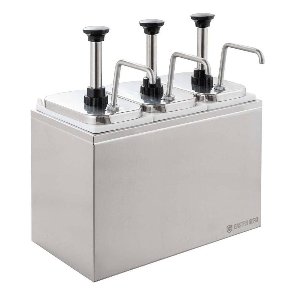 Saucenspender - 3 x 2 Liter - Dosierpumpe Edelstahl