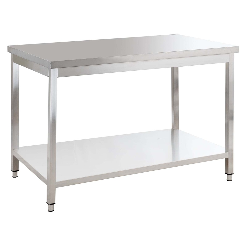 Edelstahl Arbeitstisch Basic 10x7 mit Grundboden, zur Selbstmontage