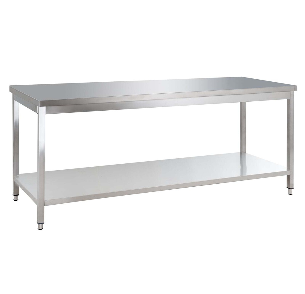 Edelstahl Arbeitstisch Basic 20x7 mit Grundboden, zur Selbstmontage