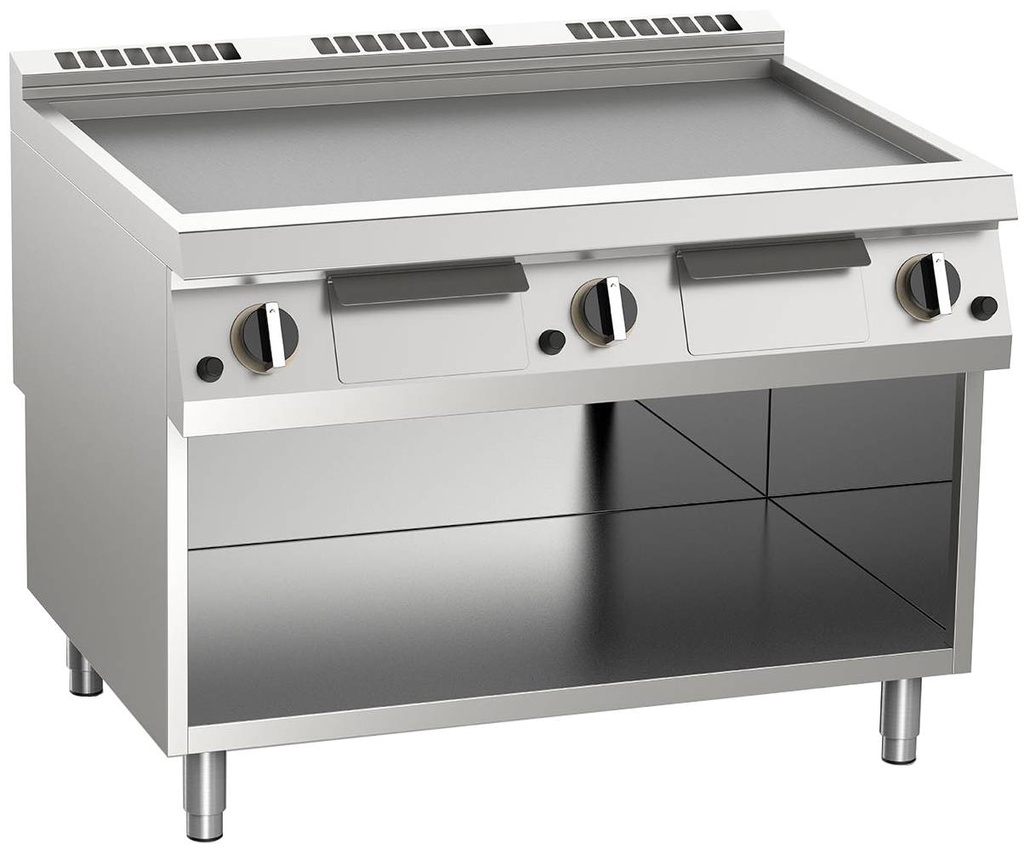 KBS Elektro-Grillplatte glatt aus Edelstahl 22,5KW mit 3 Heizzonen offener Unterbau