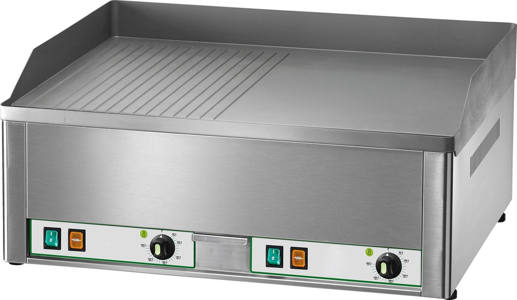 KBS Elektro-Grillplatte 6kW 2 Heizzonen 1/2 glatt + 1/2 gerillt