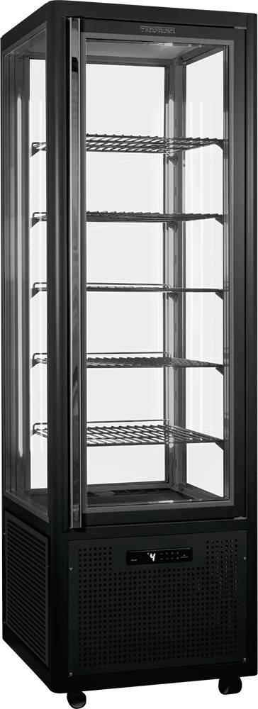 KBS Panoramavitrine Snelle 360 Q Praline LED (anthrazit) 5 Glasablagen
