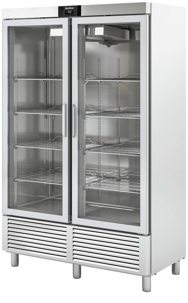 KBS Edelstahtieflkühlschrank mit Glastüren TKU 1300 G