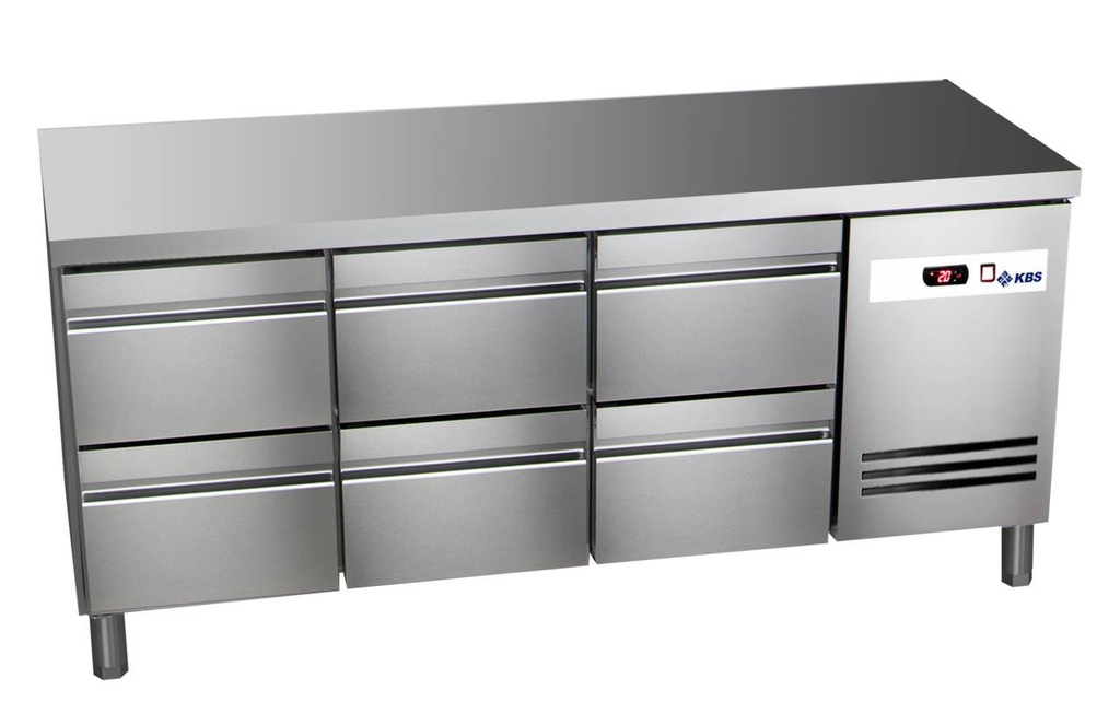 KBS Kühltisch Ready KT3106 mit Arbeitsplatte 6 halbe Schubladen